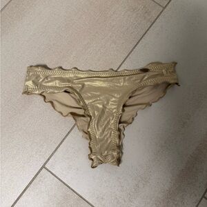 Luli Fama Gold Ruffled Bikini Bottom